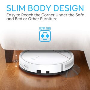 SereneLife Smart Automatic Robot Vacuum Cleaner - Slim Rechargeable Electric Robotic Vacuum Cleaner w/ Self Programmed Navigation, Anti-Fall Sensors - Carpet, Hardwood, Tile PUCRCX10 , White