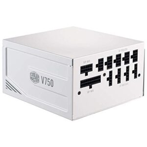 Cooler Master V750 Gold White Edition V2 Full Modular,750W, 80+ Gold Efficiency, Semi-fanless Operation, 16AWG PCIe high-Efficiency Cables, 10 Year Warranty