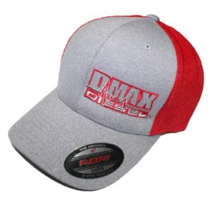 dmax duramax truck hat fitted flex fit ball cap flexfit stretch osfa gray knit/red