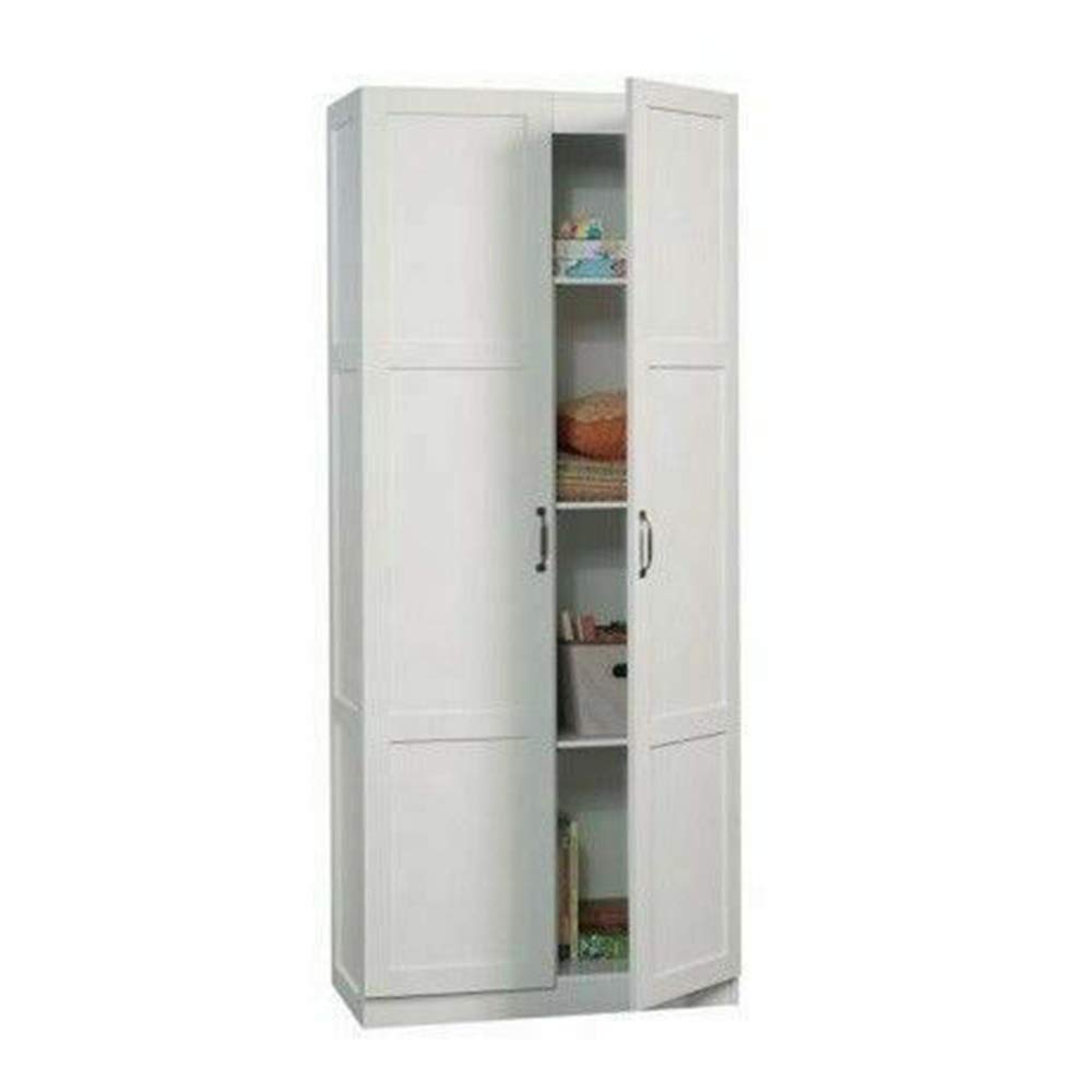 Thaweesuk Shop White Wooden Cupboard Storage Cabinet Kitchen Bathroom Pantry Laundry Closet Organizer Utility Shelf Shelves Furniture Wood 29.63" W x 16.13" D x 71.13" H