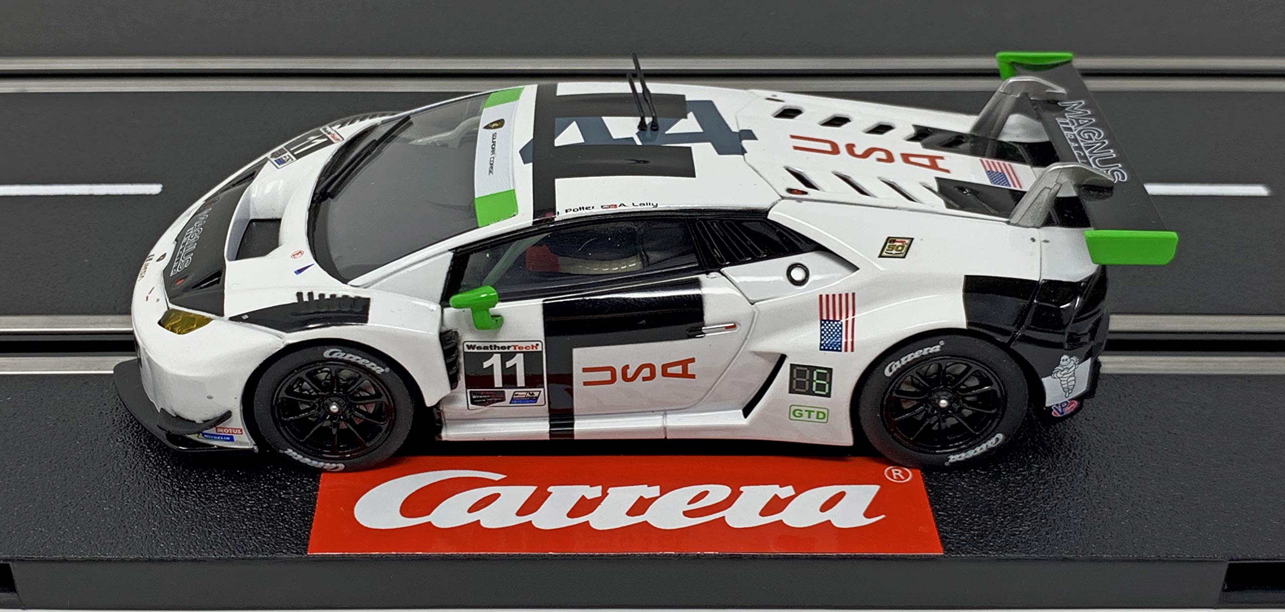 Carrera 30918 Lamborghini Huracan GT3 Magnus Racing No. 11 1:32 Scale Digital Slot Car Racing Vehicle for Carrera Digital Slot Car Race Tracks