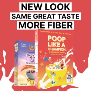 Poop Like A Champion High Fiber Cereal - Cinnamon Toast Flavor | Keto Friendly Low Carb Gluten Free & Healthy | Breakfast Essentials with Soluble, Insoluble & Psyllium Husk Powder