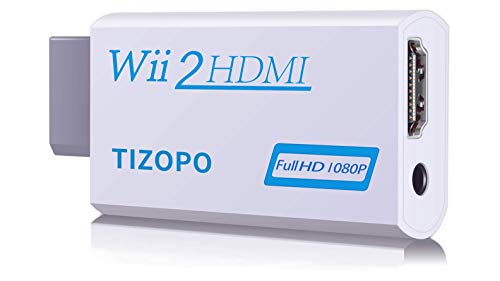 TIZOPO Wii to HDMI Converter,Wii HDMI Adapter Output Video Audio HDMI Converter 1080P，with 3,5mm Audio Jack&HDMI Output Compatible with Wii, Wii U, HDTV, Supports All Wii Display Modes 720P, NTSC