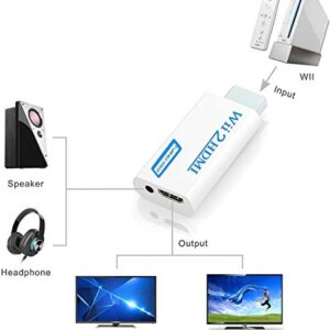 TIZOPO Wii to HDMI Converter,Wii HDMI Adapter Output Video Audio HDMI Converter 1080P，with 3,5mm Audio Jack&HDMI Output Compatible with Wii, Wii U, HDTV, Supports All Wii Display Modes 720P, NTSC