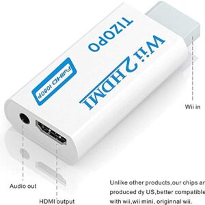 TIZOPO Wii to HDMI Converter,Wii HDMI Adapter Output Video Audio HDMI Converter 1080P，with 3,5mm Audio Jack&HDMI Output Compatible with Wii, Wii U, HDTV, Supports All Wii Display Modes 720P, NTSC