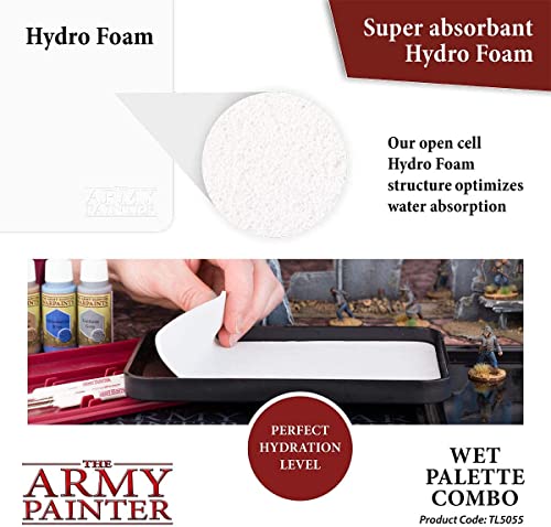 The Army Painter Wet Palette for Acrylic Painting & Hydro Pack Paper Palette Bundle -Premium Wet Palette for Miniatures with 100 Palette Paper Sheets & 4 Wet Palette Sponges -Painting Palette with Lid