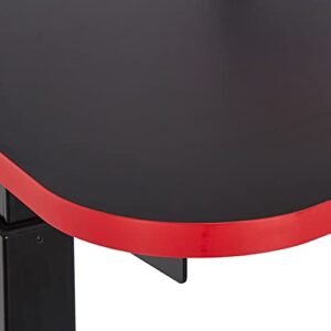 Amazon Basics Height-Adjustable Gaming Desk with Raised Monitor Shelf - Red