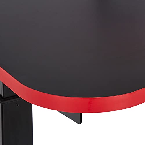 Amazon Basics Height-Adjustable Gaming Desk with Raised Monitor Shelf - Red