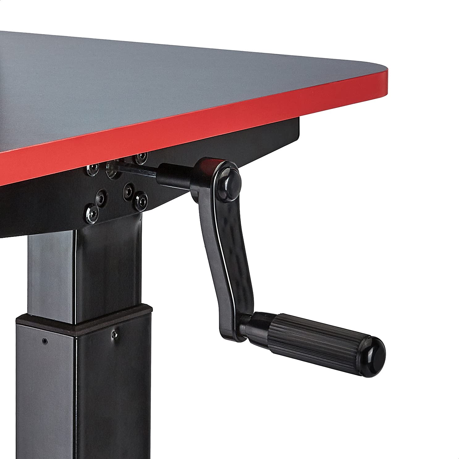 Amazon Basics Height-Adjustable Gaming Desk with Raised Monitor Shelf - Red