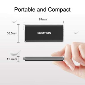 KOOTION 250GB Portable External SSD, USB C Solid State Drive, USB 3.1 Flash Drive Type-C PSSD for Gaming PC/Mac/Linux/Android, with Lanyard Hole