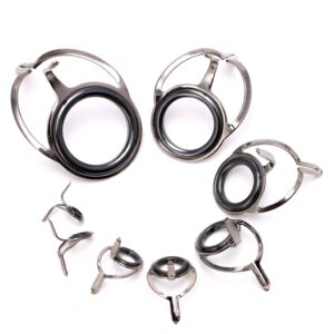 UNTERING 8Pcs 6# - 30# Stainless Steel Eye Rings Fishing Rod Guides Tips Line Repair Kit