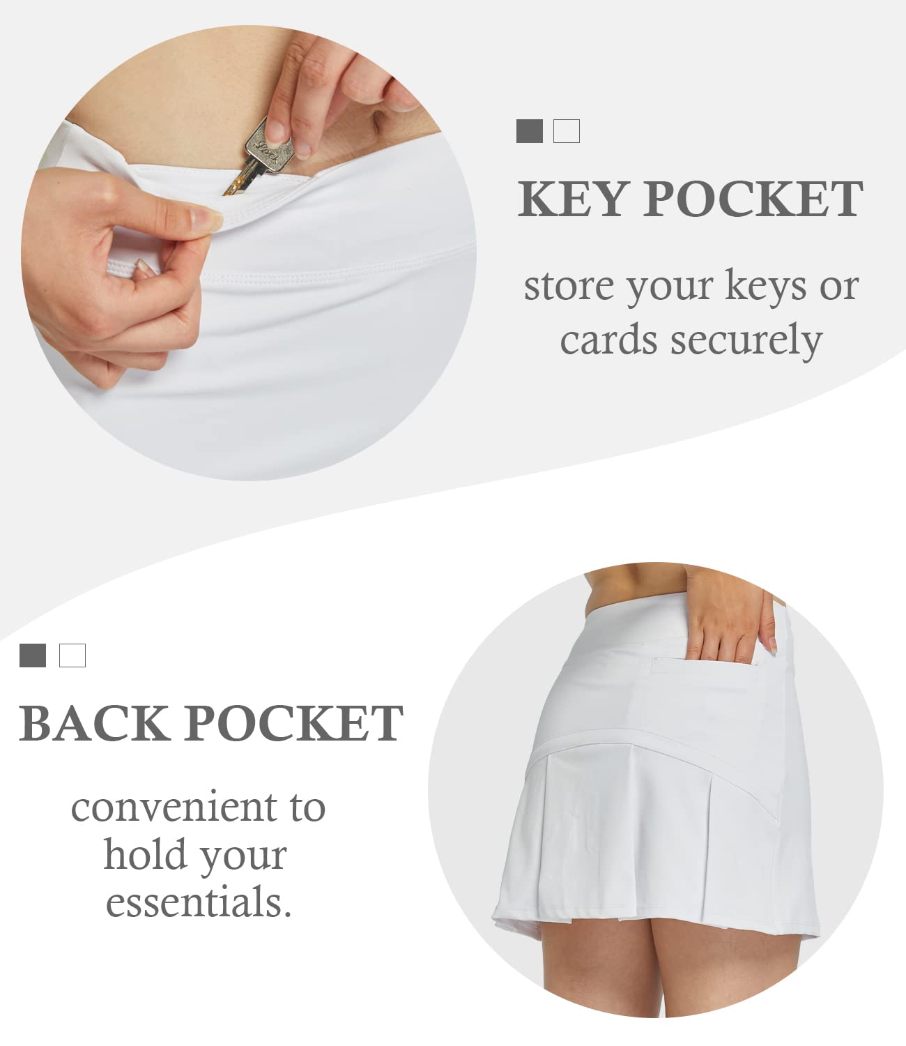 HonourSex Women Golf Skirts with Pockets Tennis Skirts with Shorts Skorts Activewear Hiking White L