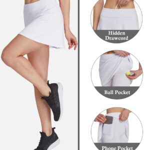 HonourSex Women Golf Skirts with Pockets Tennis Skirts with Shorts Skorts Activewear Hiking White L