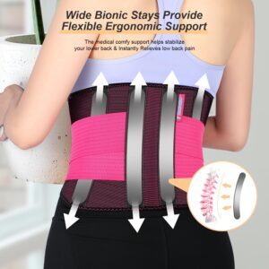 T TIMTAKBO 2.0 Version Lower Back Brace for Pain Relief, Back Brace for Lifting at Work, Back Brace for Herniated Disc and Sciatica, Back Support Belt for Women (Red,L/XL Fits 32"-39" Belly Waist)