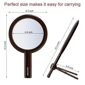 SPIGHTDEX Handheld Mirror，Hand Mirror with Handle Adjustable，1x/10x Magnifying Double Sided Hand Held Makeup Mirror with Stand for Woman Beauty Travel Desktop Tabletop Shaving，Transparent Black