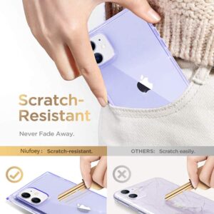 niufoey Compatible with iPhone 11 Case Square Transparent Anti-Scratch Reinforced Corners Shockproof Flexible Protective TPU Ultra Thin Slim Cases Cover for iPhone 11 6.1 inches (Clear/Light Purple)