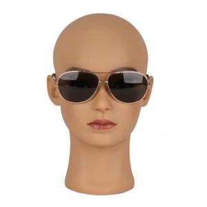 HAIRWAY Female Bald Mannequin Head Professional Cosmetology Face Makeup Doll Head for Wig Making Display Hats Eyeglasses Wig Head with T Pins (Light Brown 21.5 Inch)