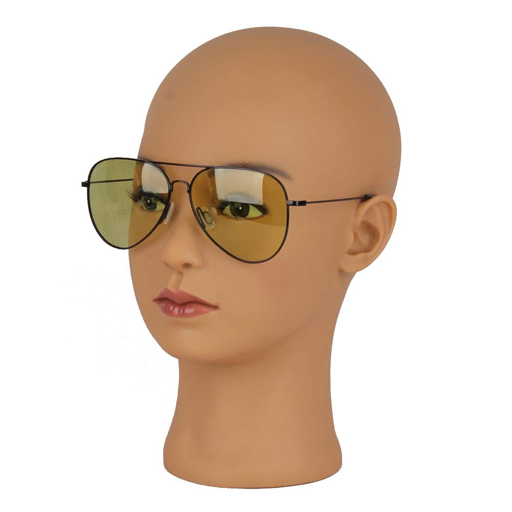 HAIRWAY Female Bald Mannequin Head Professional Cosmetology Face Makeup Doll Head for Wig Making Display Hats Eyeglasses Wig Head with T Pins (Light Brown 21.5 Inch)