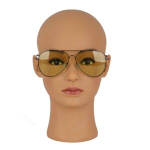 HAIRWAY Female Bald Mannequin Head Professional Cosmetology Face Makeup Doll Head for Wig Making Display Hats Eyeglasses Wig Head with T Pins (Light Brown 21.5 Inch)