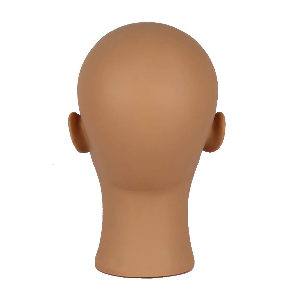 HAIRWAY Female Bald Mannequin Head Professional Cosmetology Face Makeup Doll Head for Wig Making Display Hats Eyeglasses Wig Head with T Pins (Light Brown 21.5 Inch)