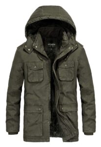 jyg men's winter thicken coat casual military parka jacket with removable hood (xx-large, army)