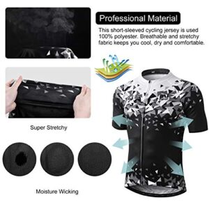 INBIKE Men Cycling Jersey Set Short Sleeve Breathable Bike Shirt with Padded Shorts Bib Shorts