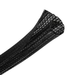 crocsee 10ft - 1/4 inch braided cable management sleeve cord protector - self-wrapping split wire loom for tv/computer/home theater/engine bay - black