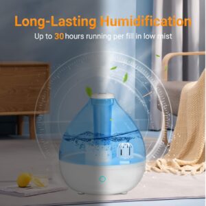 Ufresh Cool Mist Humidifiers for Home Bedroom Large Room, Small Vaporizers for Babies Kids Nursery Plants with Touch Control, 2.6L(0.7 Gal), Auto Shut-off, Whisper-Quiet