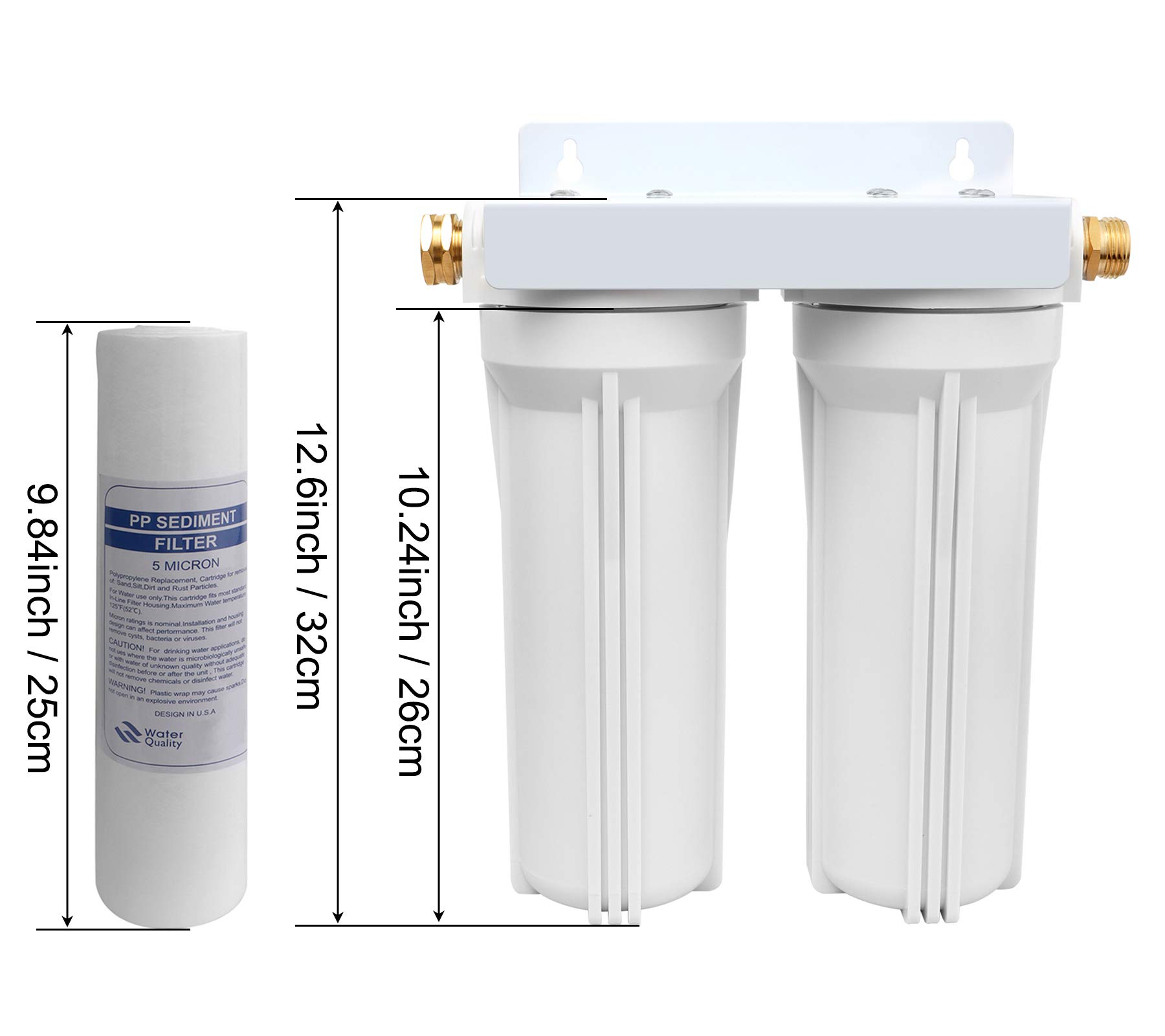 OKBA External RV Dual Water Filter System for RVs Boats Motor Homes Marines,Included Two Fliters and Mounting Bracket