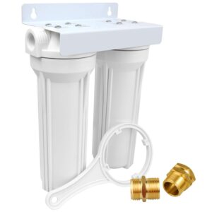 OKBA External RV Dual Water Filter System for RVs Boats Motor Homes Marines,Included Two Fliters and Mounting Bracket