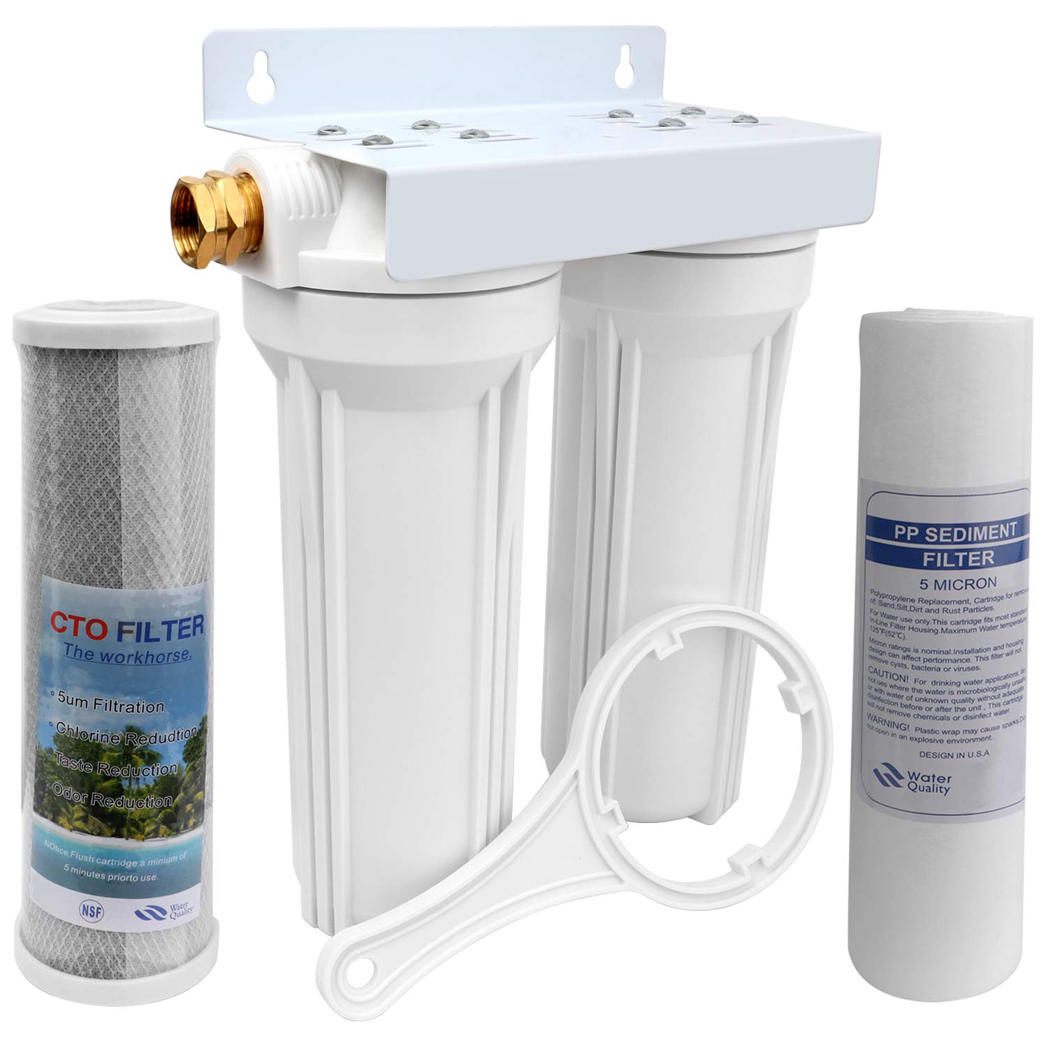 OKBA External RV Dual Water Filter System for RVs Boats Motor Homes Marines,Included Two Fliters and Mounting Bracket