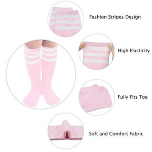 Kids Child Soccer Socks Knee High Tube Socks Toddler Girls Uniform Socks Cotton Cute Sport Stocking for Boys Girls 1 Pair Pink White One Size