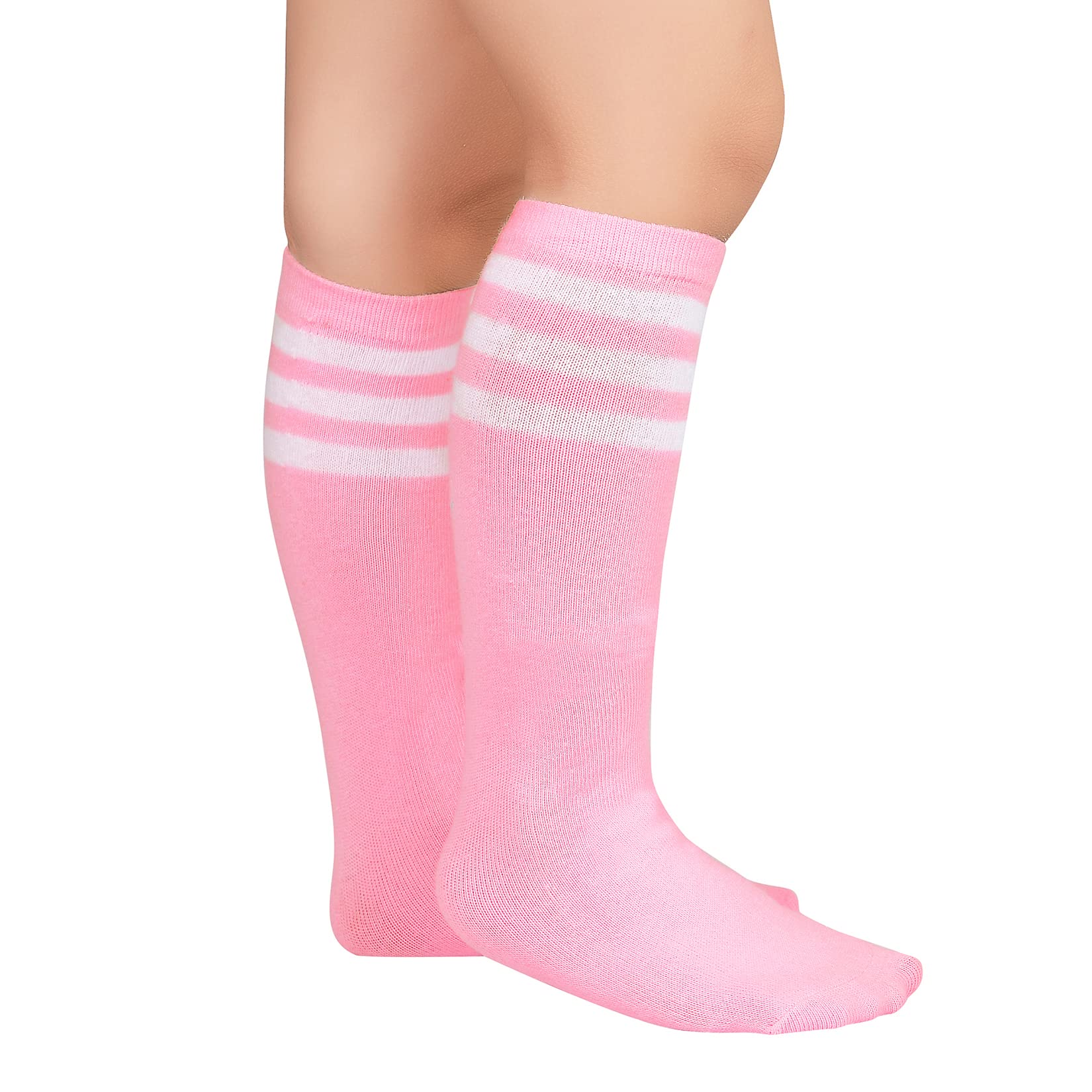 Kids Child Soccer Socks Knee High Tube Socks Toddler Girls Uniform Socks Cotton Cute Sport Stocking for Boys Girls 1 Pair Pink White One Size