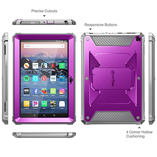 Fintie Shockproof Case for All-New Fire HD 8 and Fire HD 8 Plus Tablet (10th Gen, 2020 Release), [Tuatara] Rugged Unibody Hybrid Bumper Kickstand Cover with Built-in Screen Protector, Purple