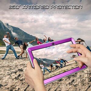 Fintie Shockproof Case for All-New Fire HD 8 and Fire HD 8 Plus Tablet (10th Gen, 2020 Release), [Tuatara] Rugged Unibody Hybrid Bumper Kickstand Cover with Built-in Screen Protector, Purple