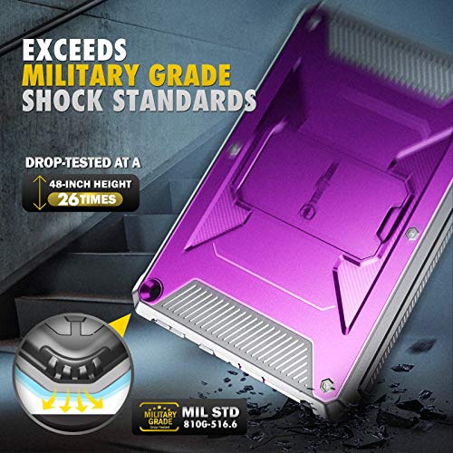 Fintie Shockproof Case for All-New Fire HD 8 and Fire HD 8 Plus Tablet (10th Gen, 2020 Release), [Tuatara] Rugged Unibody Hybrid Bumper Kickstand Cover with Built-in Screen Protector, Purple