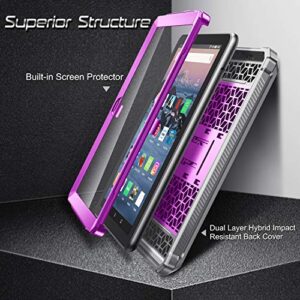 Fintie Shockproof Case for All-New Fire HD 8 and Fire HD 8 Plus Tablet (10th Gen, 2020 Release), [Tuatara] Rugged Unibody Hybrid Bumper Kickstand Cover with Built-in Screen Protector, Purple