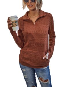 lanremon women long sleeve sweatshirt fashion quilted pattern plain zipper pullover sweatshirts tops with pockets
