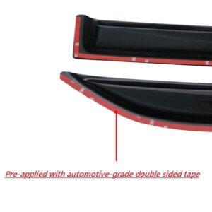 2013-2020 Tape-On Side Window Visor Deflectors for Ford Fusion S SE SEL Titanium Hybrid Smoke Tinted Rain Guards 2014 2015 2016 2017 2018 2019