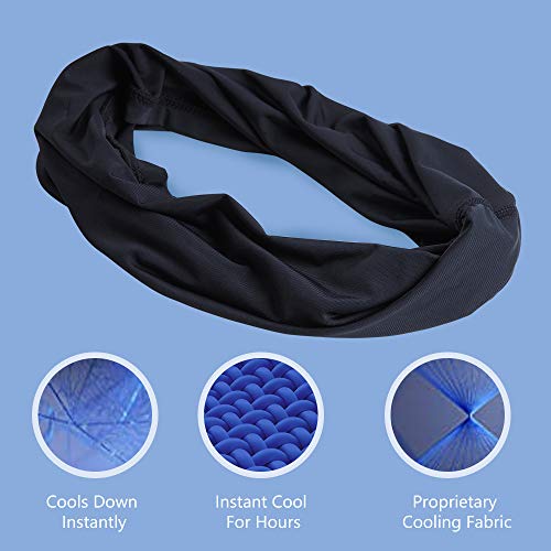 Ice Silk Cooling Face Scarf for Dust Outdoors,Buff Face Mask Fishing Balaclava Bandana with 2 Ice Silk Sleeves, Set of 3(Black)