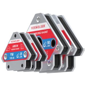 YESWELDER 25 LB & 50LB Welding Magnet-4 Pieces of Magnetic Welding Holder 25 LBS /50 LBs Holding Power Welding Accessories