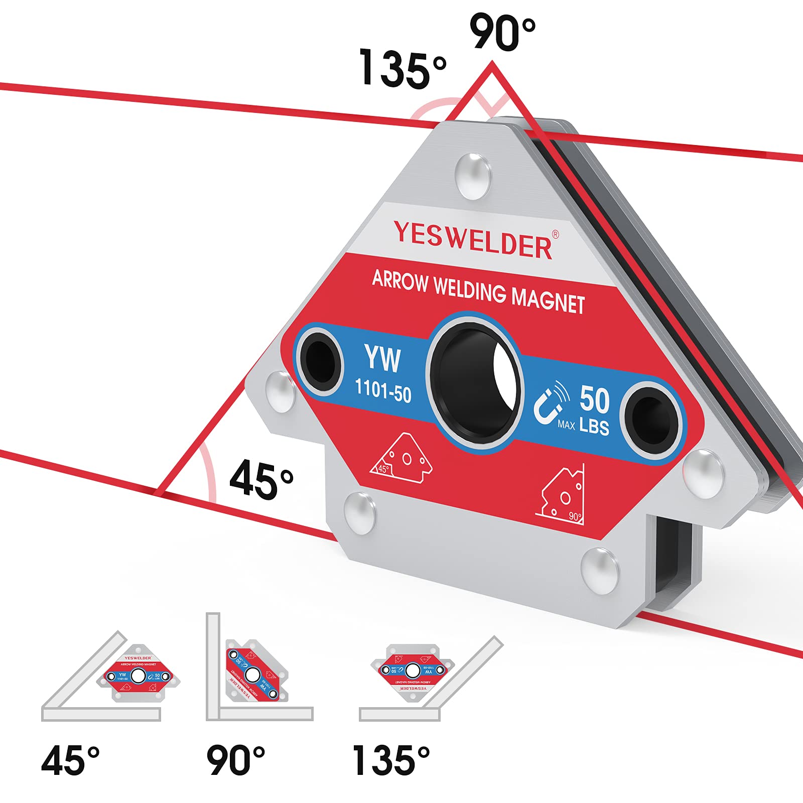 YESWELDER 25 LB & 50LB Welding Magnet-4 Pieces of Magnetic Welding Holder 25 LBS /50 LBs Holding Power Welding Accessories