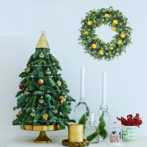 Mr. Bom Lemon Wreath for Front Door, 15 Inch Artificial Door Wreath with Boxwood, Spring Summer Holidays Wreath for Indoor Outdoor Decoration