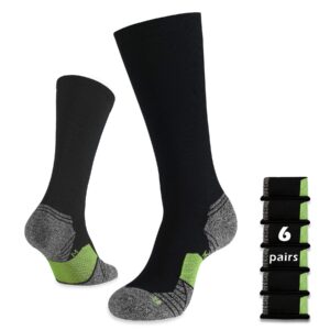 wander 6 pairs men's athletic run cushion over-the-calf tube socks (6 pairs green, xl:shoe size:12-14)