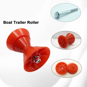 COLOFULWAY 3" Boat Trailer Bow Bell Roller Assembly with 1/2" Shaft fits 3 inch Bracket, Polyurethane(Red)