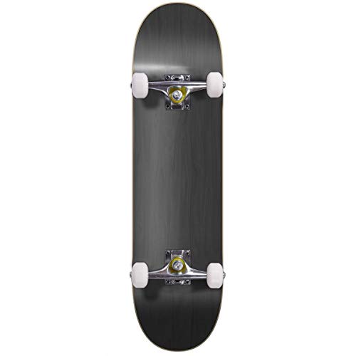 Double Kick-Tail Complete Skateboard 7-Ply Canadian Maple Wood Deck, for Professionals, Amateurs or Beginners (Black)