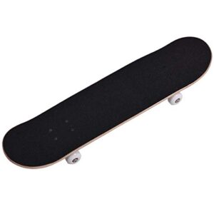 Double Kick-Tail Complete Skateboard 7-Ply Canadian Maple Wood Deck, for Professionals, Amateurs or Beginners (Black)