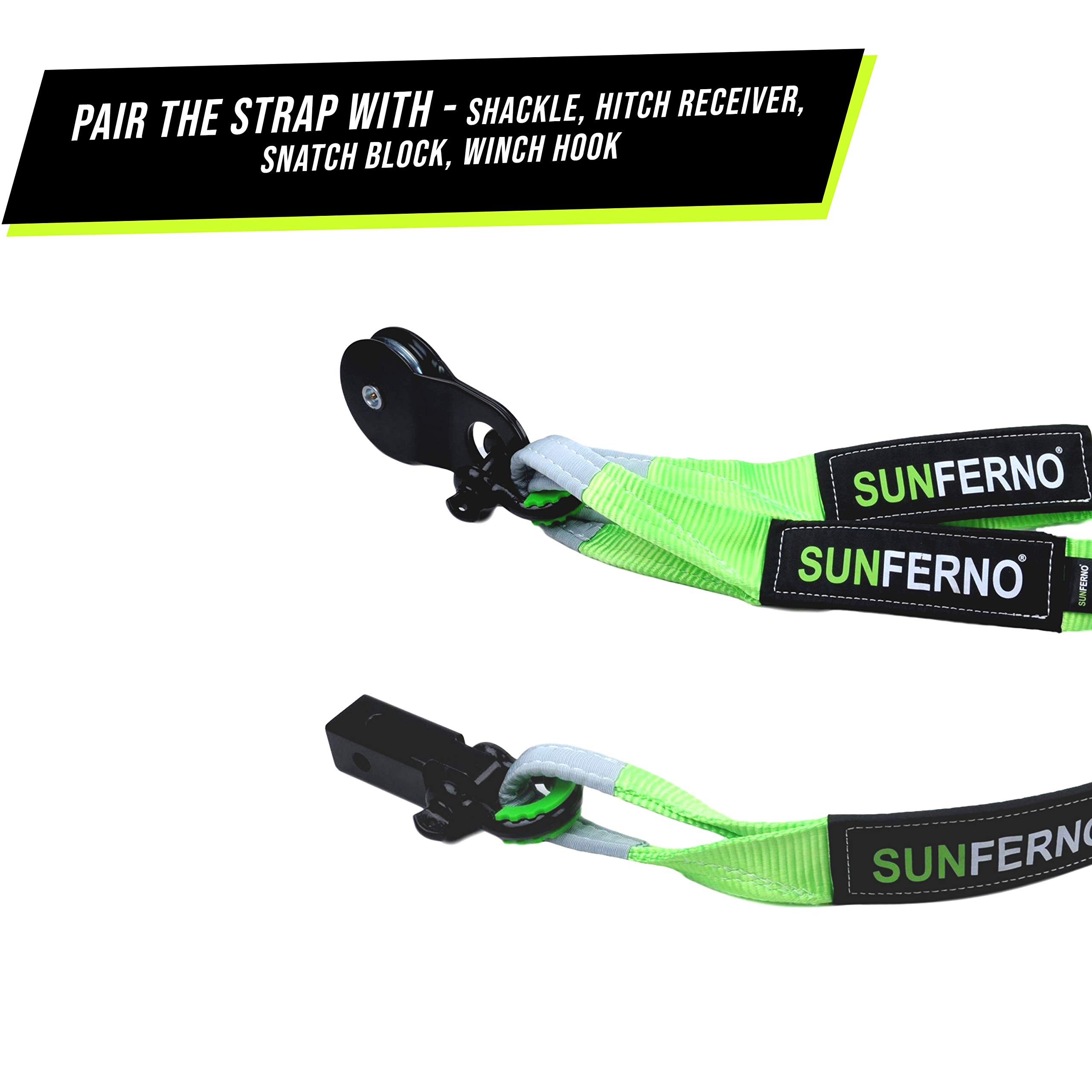 Sunferno Tree Saver Winch Strap 35,000 lbs Certified | Confidently Rig Your Winch Line | 3 inch x 8 Foot | Heavy Duty Emergency Off-Road Towing and Recovery Rope Winching Accessory for 4x4 and Truck