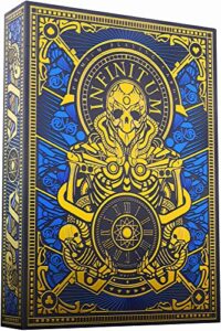 infinitum royal blue & gold playing cards, deck of cards with free card game ebook, premium card deck, cool poker cards, unique bright colors for kids & adults, card decks games, standard size