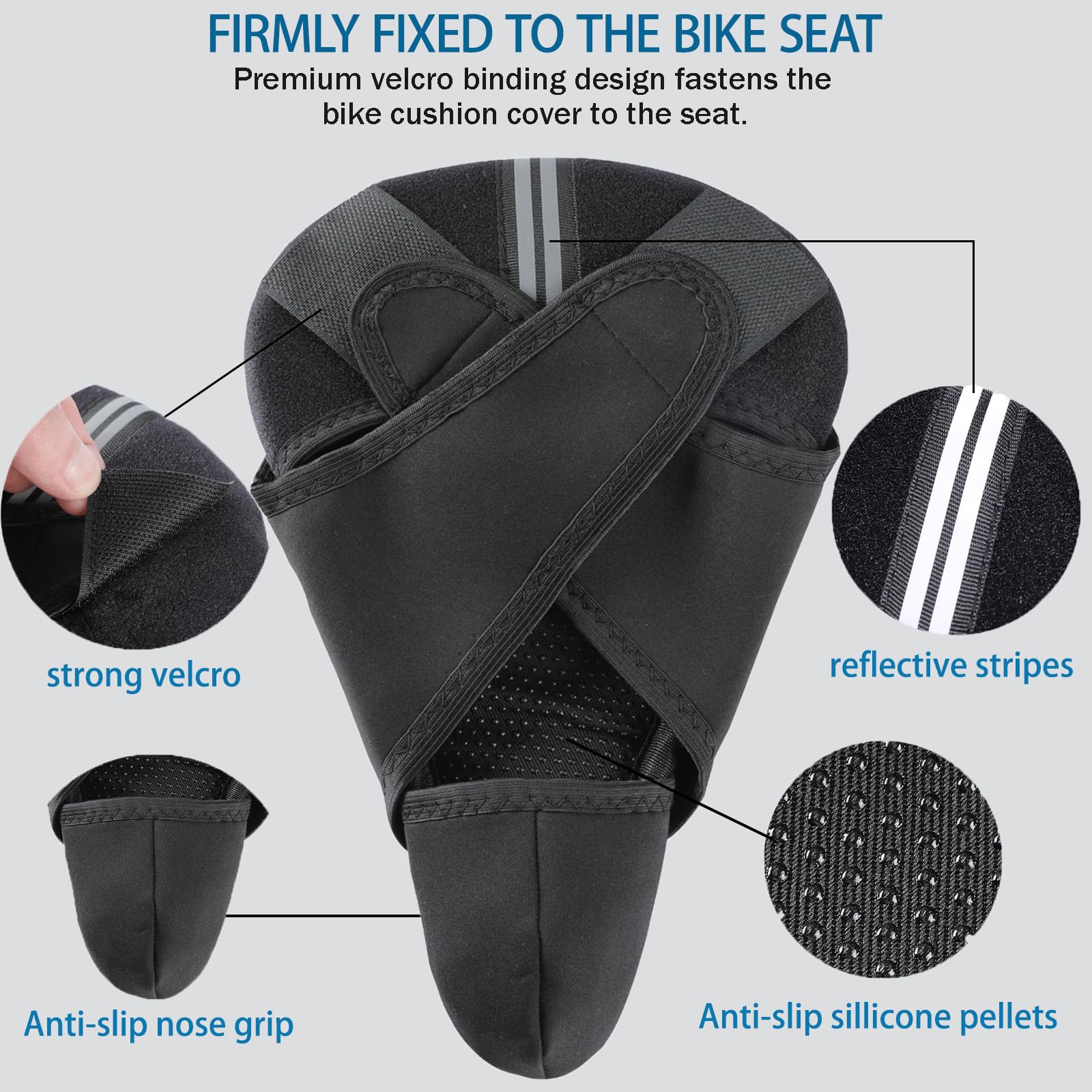 Gel Bike Seat Cushion Cover Extra Soft Padded Bike Seat Cover for Women Men, Most Comfortable Bike Accessories Fits Peloton/Mountain/Stationary/Road/Spin Class Exercise Bicycle Indoor&Outdoor Cycling